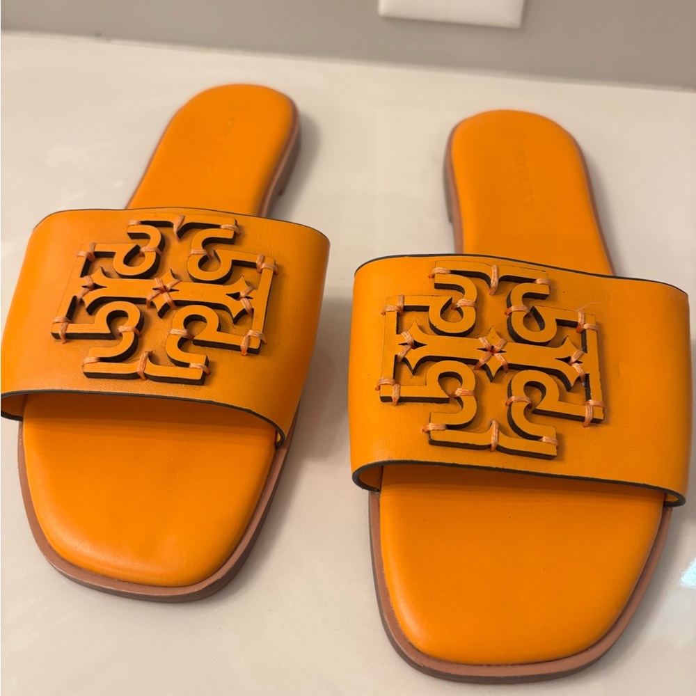 Tory Burch Orange Slide Sandals